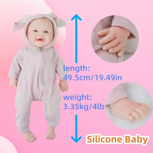 🆕17 Inch Realistic Full Silicone Lifelike Reborn Smiling Girl With Open Eyes - Picture 10 of 13